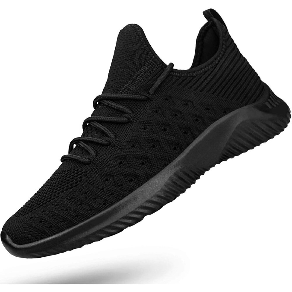 👑Men Walking Running Athletics Sneakers Black Breathable Lace Up Shoes